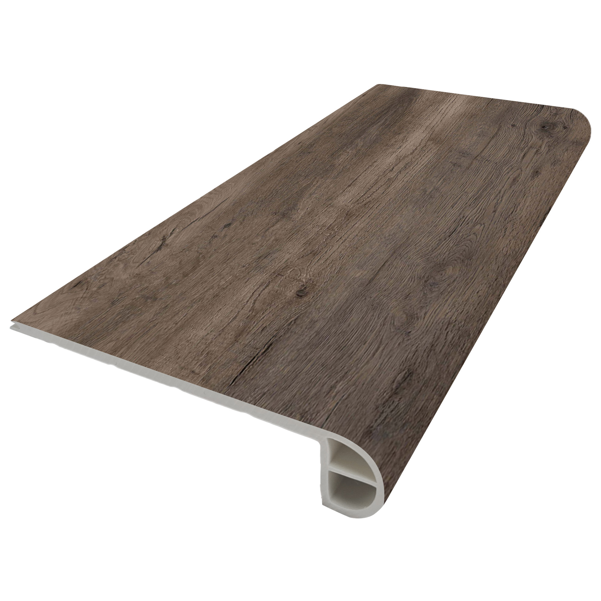 Bambino Series BB-XIV-S Flush Stair Nose, 94-1/2 in L, 4.34 in W, 0.2 in Thick, SPC, Cliffside Oak